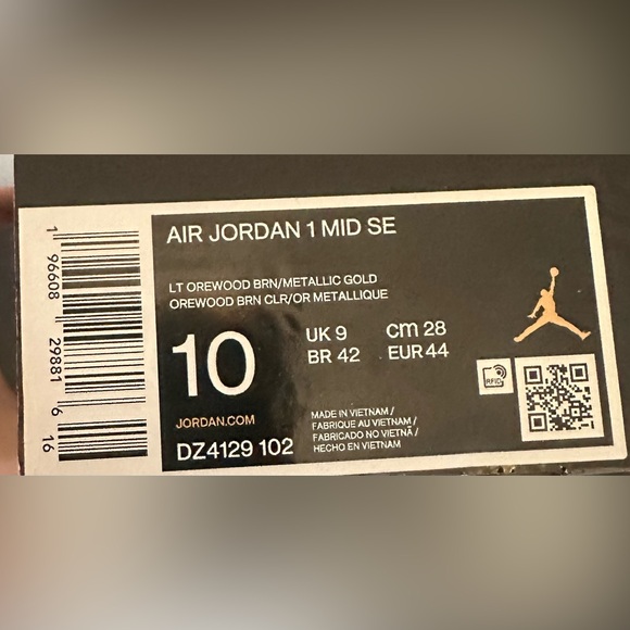 Nike air Jordan 1 mid SE Brown Elephant size 10 - Picture 7 of 7